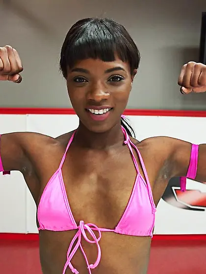 Skinny ebony gal gets nasty with her white...