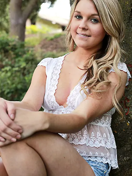 Cute blonde coed white