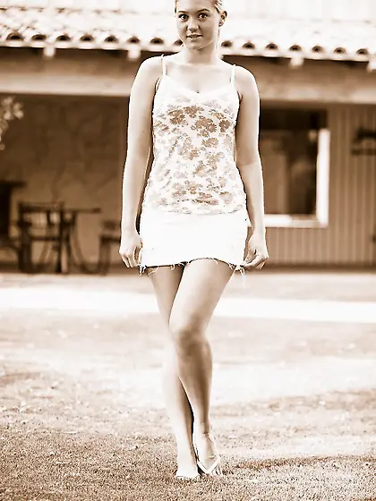 Sweet and shy cutie,  Alison Angel,  wears no panties or bra when