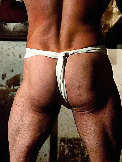 Tattooed bear jeering black