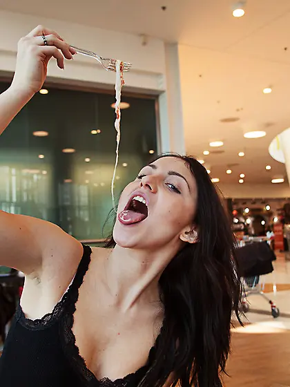 Orange panties brunette enjoys skinny dipping