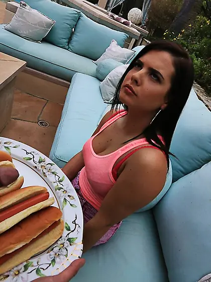 Thick brunette teenager with a hairy pussy gets fucked outdoors
