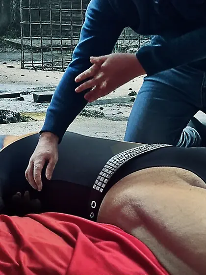 Black Superhero captured in netting.  KO and fondle