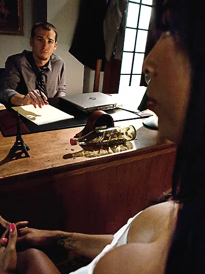 Natassia Dreams taking advantage of a submissive guy