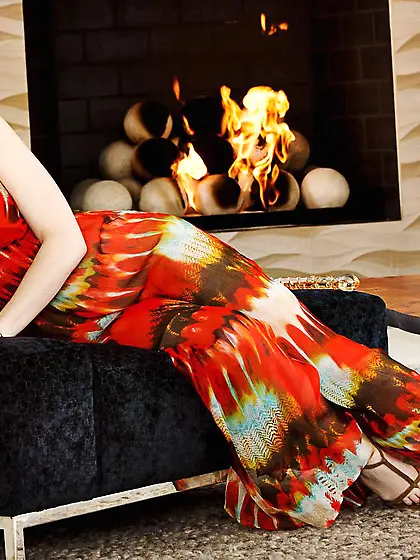 Big titted brunette Kendall Karson sticking sex toy in her beave