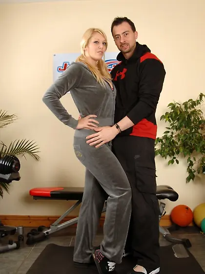 Blonde chick working wearing