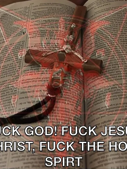 Hail blasphemy! fuck the cunt god fuck jesus