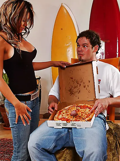 Cute big sausage pizza