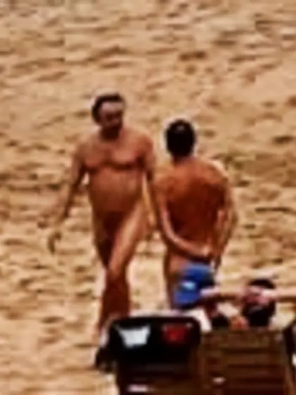 Man skinny dipping at the beach/pool