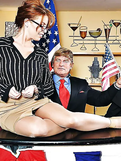 Busty desk masturbation