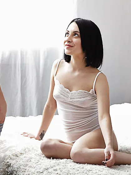 Horny bitch gives blowjob and gets it on vaginally with Russian