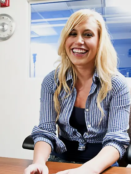 Megan Moore takes her slutty pink thongs off and then fingers he