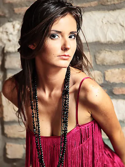 Sexy babe takes dress