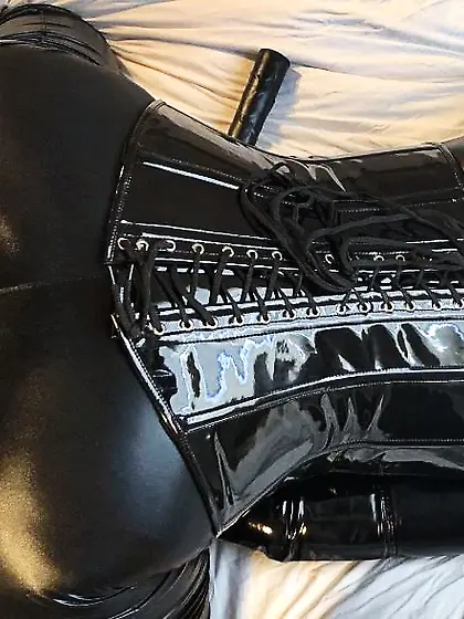 Black Catsuit,  Boots,  Corset and Vibrator