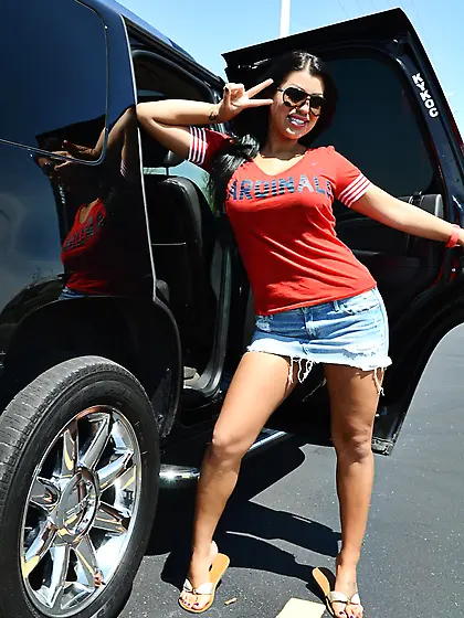 Luscious chick Briana Lee is shaking nude boobs and booty in the