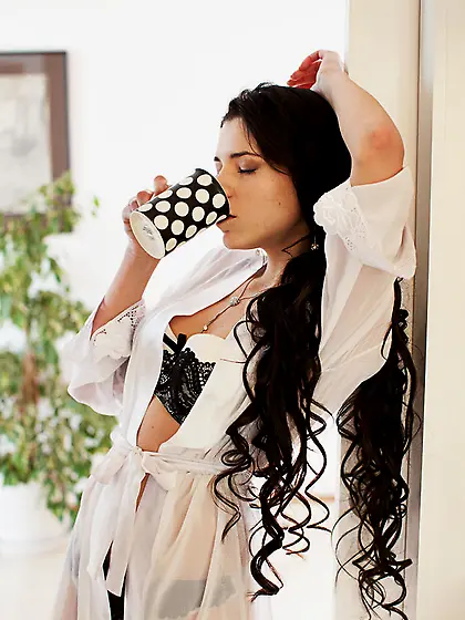 Hot brunette goddess exposes yummy,  shaved...