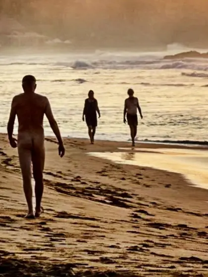 Man skinny dipping at the beach/pool