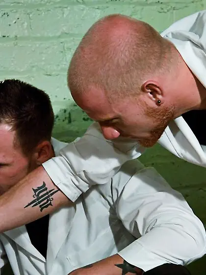 Bearded bald dude friend