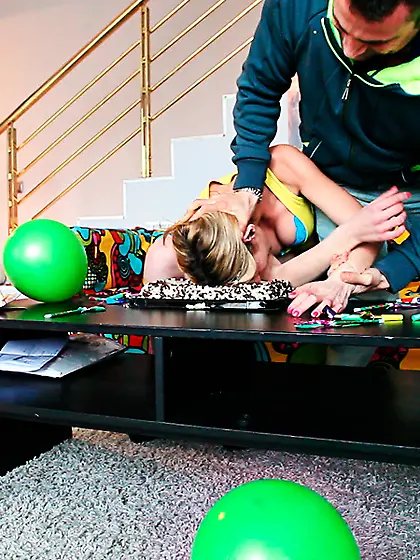 Pretty blonde tattoo stomach