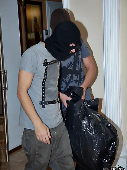 Adorable teen Rosalina enjoys getting rammed by two masked men