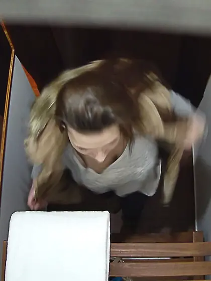 Pretty skillful brunette jumping