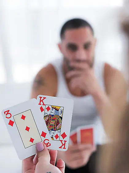 Round of poker turns into hardcore pussy poking for this thick b