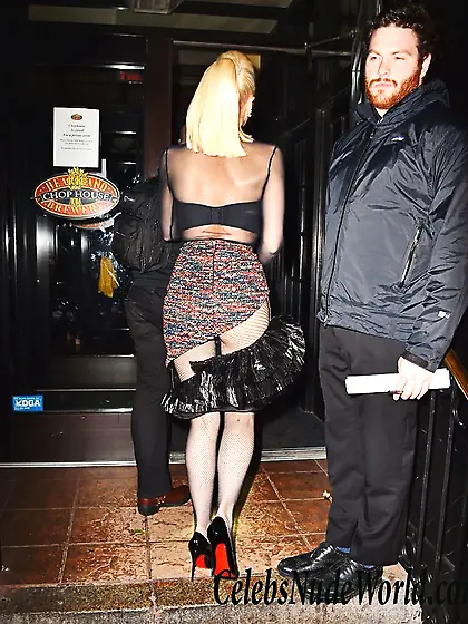 Gwen Stefani Panty Peek At The SNL After Party In New York