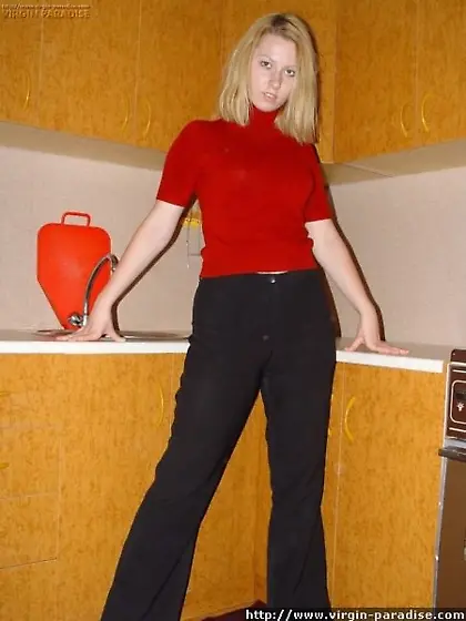 Virgin poses in lingerie