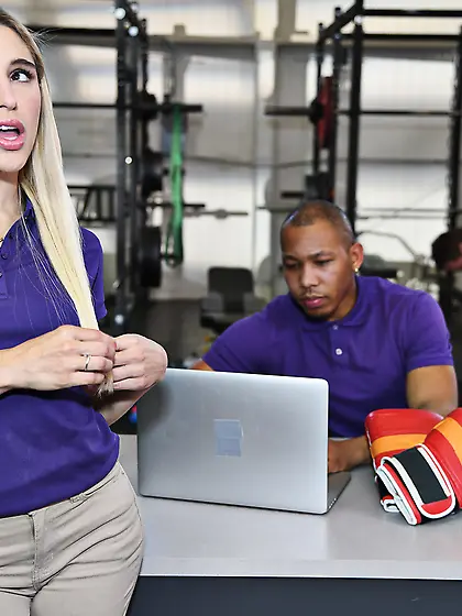 Abella Danger pleasures handsome black dude in the locker room