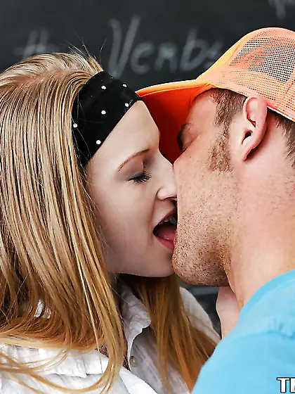 Naughty boy and joyful student have spontaneous sex on teacher's