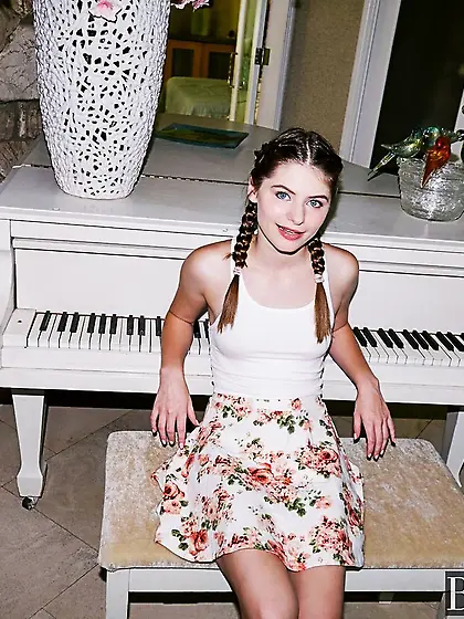 Cute teen small tits pigtail