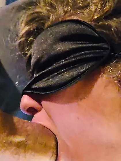 Blindfolded Wife Eating Cock and Cum