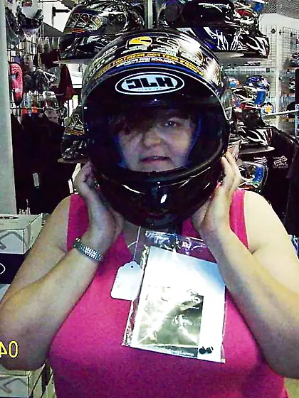 Luxurious Wifey Wearing Ebony HJC Helmet