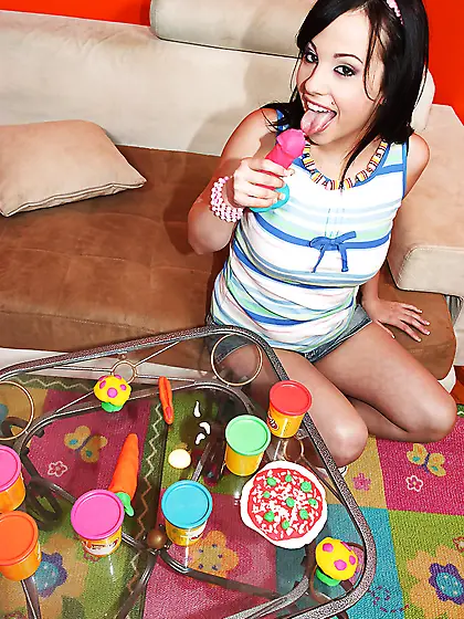 Innocent hot brunette big tits