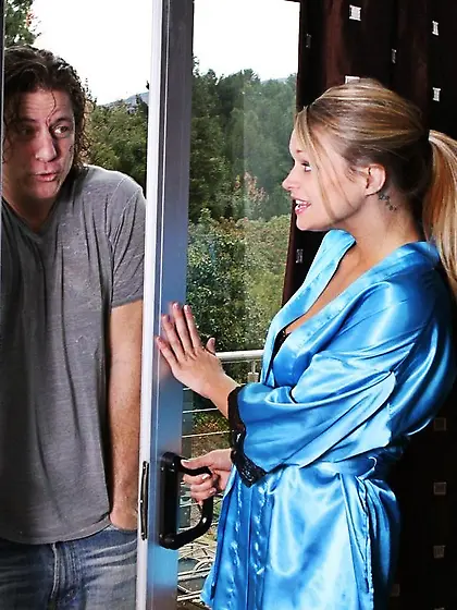 Blonde Heather Starlet is wearing sexy lingerie but not for long