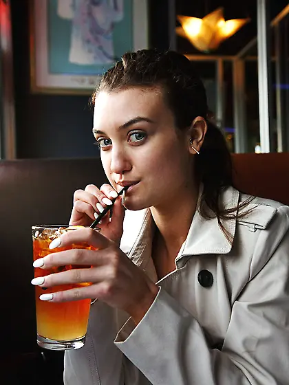 See-through lingerie brunette gets horny...