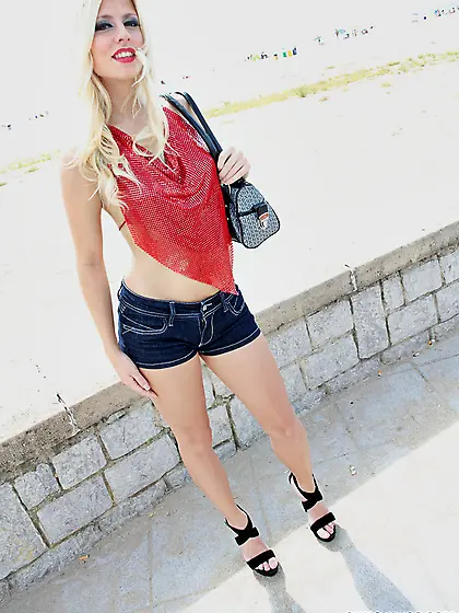 Jessie Volt takes her denim shorts off and gets her tight ass ra