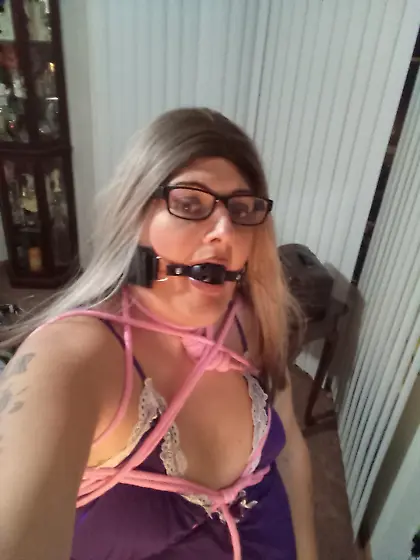 Gagged trans slut