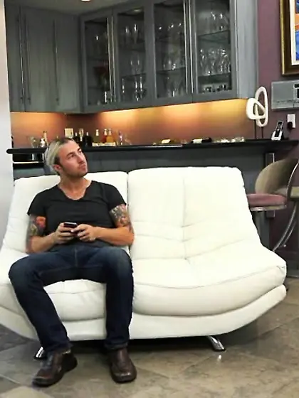 White high heels redhead