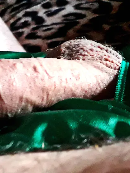 Me,  green satin boxers