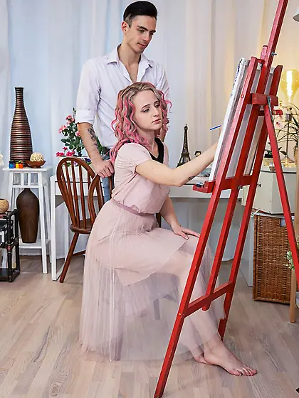 Small tits blonde gf anal fucked by bf