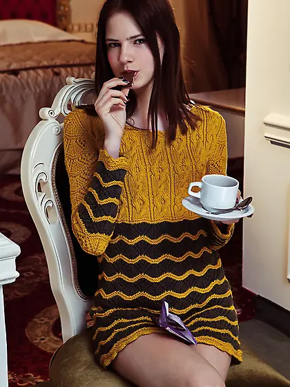 Freshly young redhead interrupts tea ceremony and strips naked n