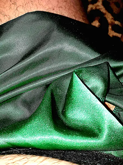 Me,  green satin boxers