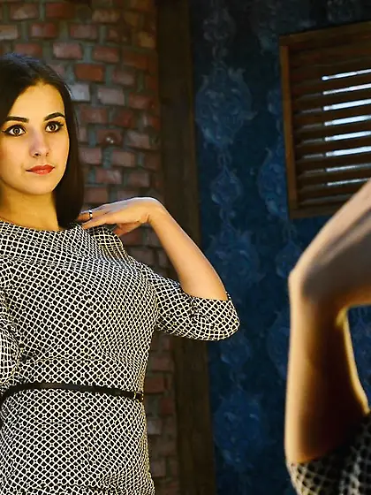 White teen with black hair and nice tits