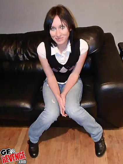 Amateur chick with sexy piercing takes down red lingerie and pos