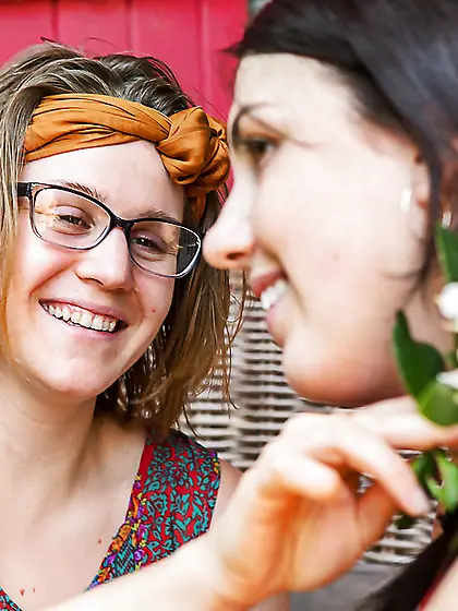 Nerdy girl gives friend flower and it's so sweet of her that des
