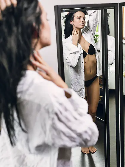 Teen loves her body and can't resist touching it and masturbatin