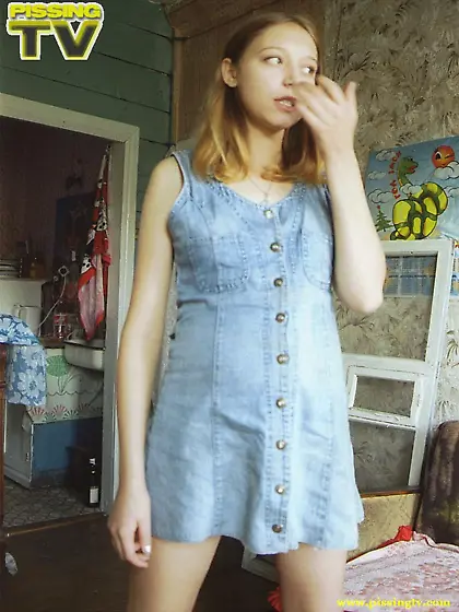 Pissing in the bucket in cottage