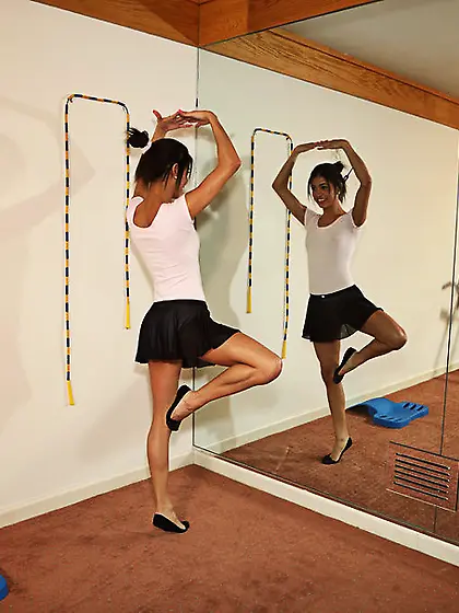 Tanned brunette ballerina body