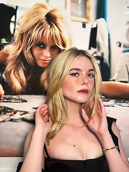Elle Fanning in a black dress